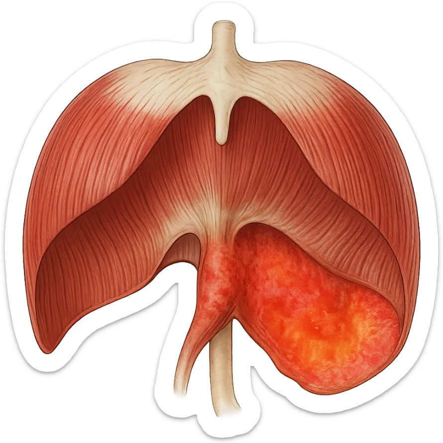 diaframma umano anatomico infiammato, isolato su sfondo bianco sticker