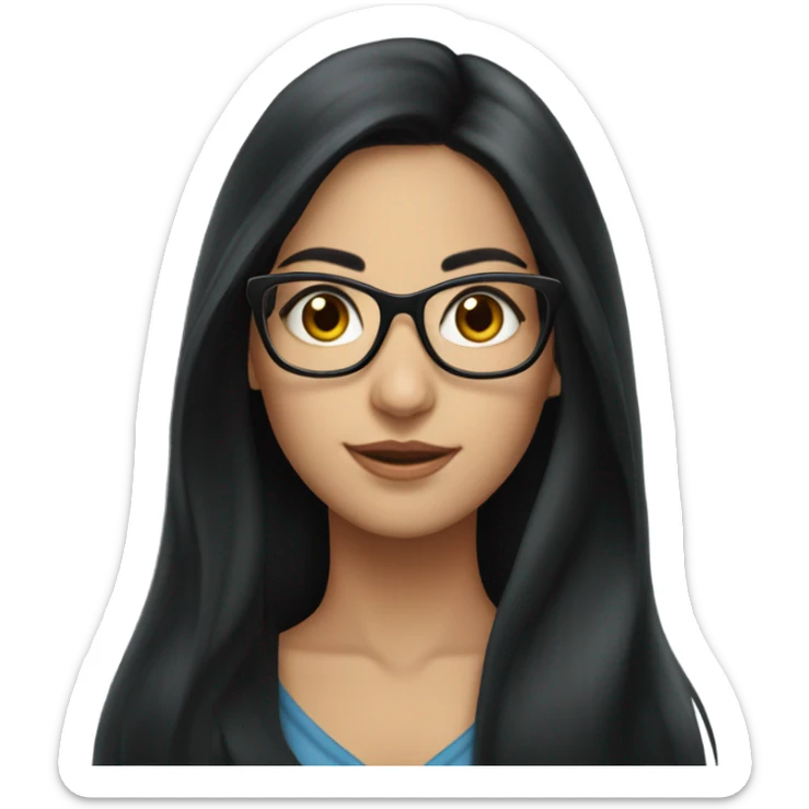 Beautifull argentina girl long black hair with glasses sticker