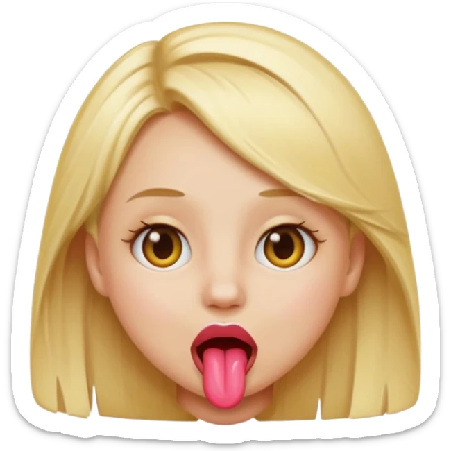 blonde hair girl emoji with toung sticking out sticker