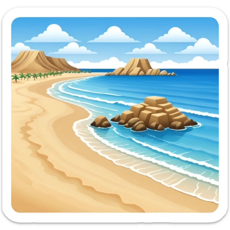 playa paisaje sin que sea un cuadro y que el cielo azul y la arena esten recortada sticker