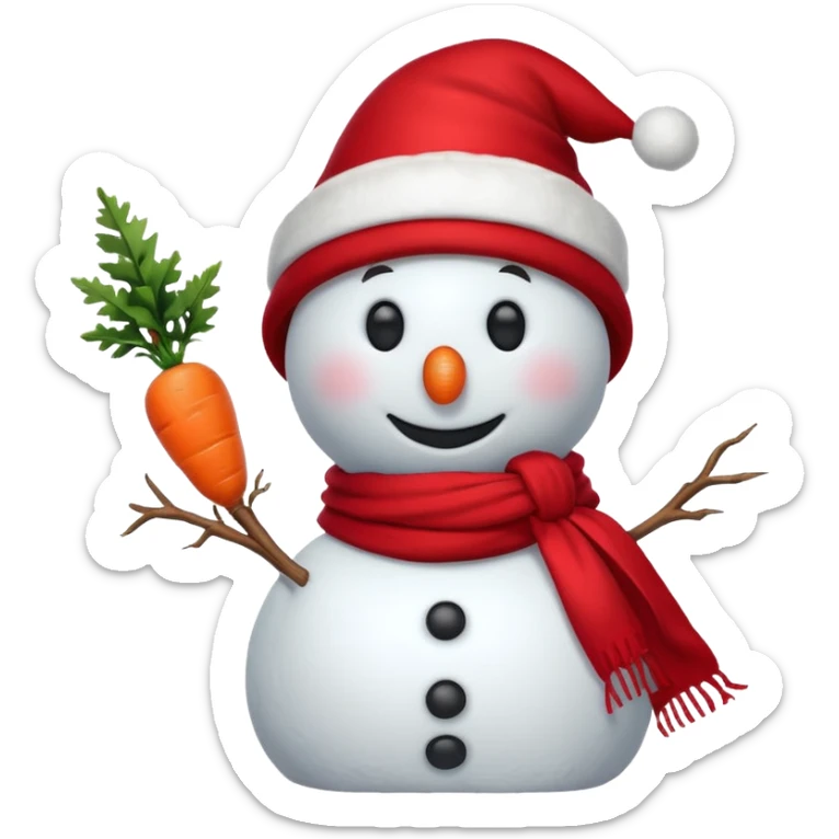 a snowman in a red scarf with the SW logo and a red New Year's hat sticker