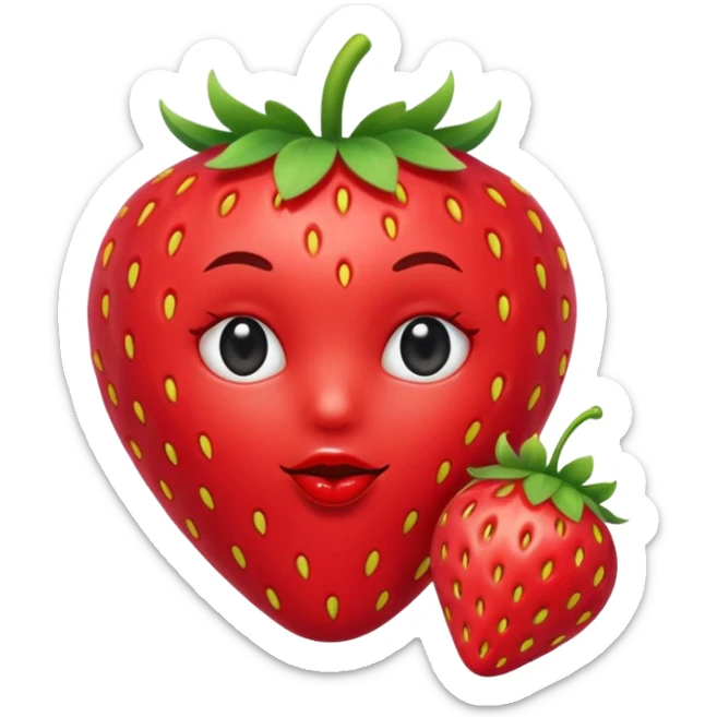 strawberry 🍓 and red kiss 💋 fashioned stylish little emoji for “slay” reaction sticker