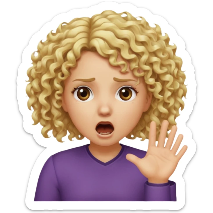 Emoji di ragazza bionda riccia che urla ma non è spaventata e mette una mano in faccia sticker
