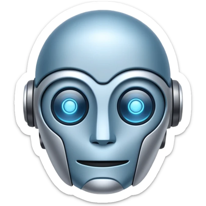A smart home AI system emoji with a robot face and home automation symbols, friendly design sticker