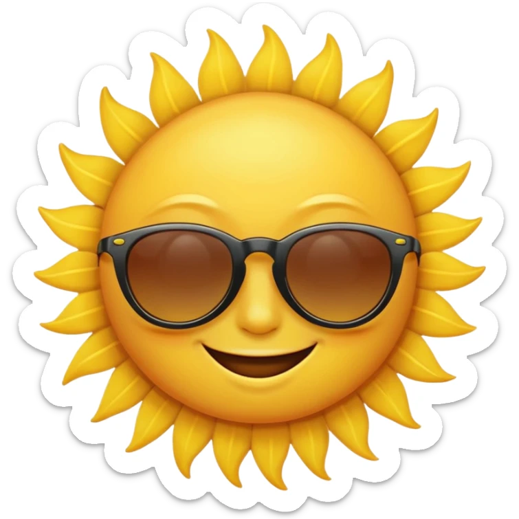 can i have an image of a yellow sun smilling with sun glasses on sticker