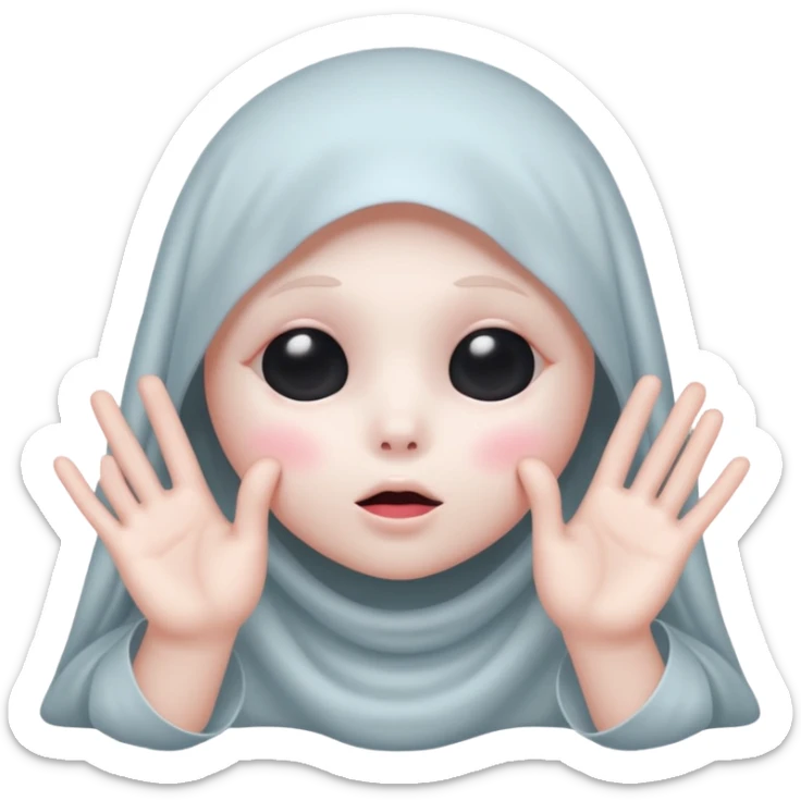 Okay those are wonderful, now make the ghost cover his eyes with cute little hands. Make sure the blush and the cuteness is retained sticker