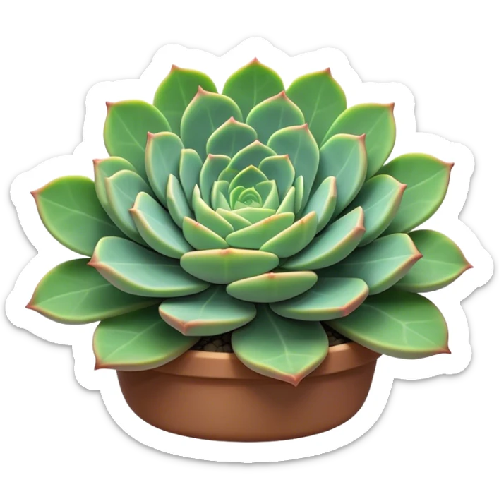 Cinematic Realistic Succulent Emoji, Compact and plump, with fleshy leaves arranged in rosettes of various shapes. The soft, green leaves glow with a gentle radiance, exuding a sense of calm and tranquility. Soft glowing outline, capturing the essence of resilience and beauty in a blossoming succulent! sticker