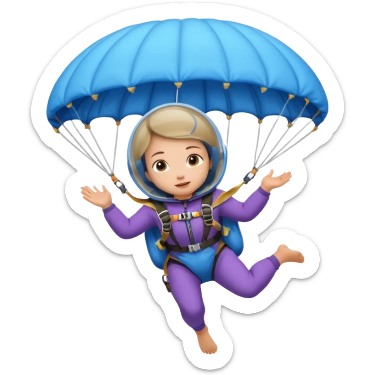 Skydiving girl baby shaman with parachute and UFO blue sticker