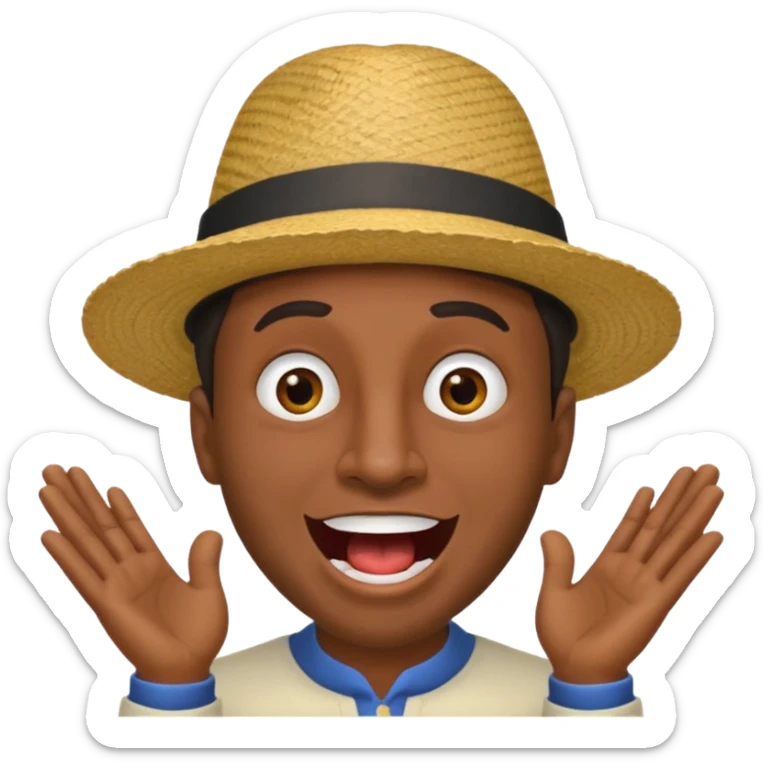 homme créole réunionnais  étonné  bouche ouverte avec chapeau sticker