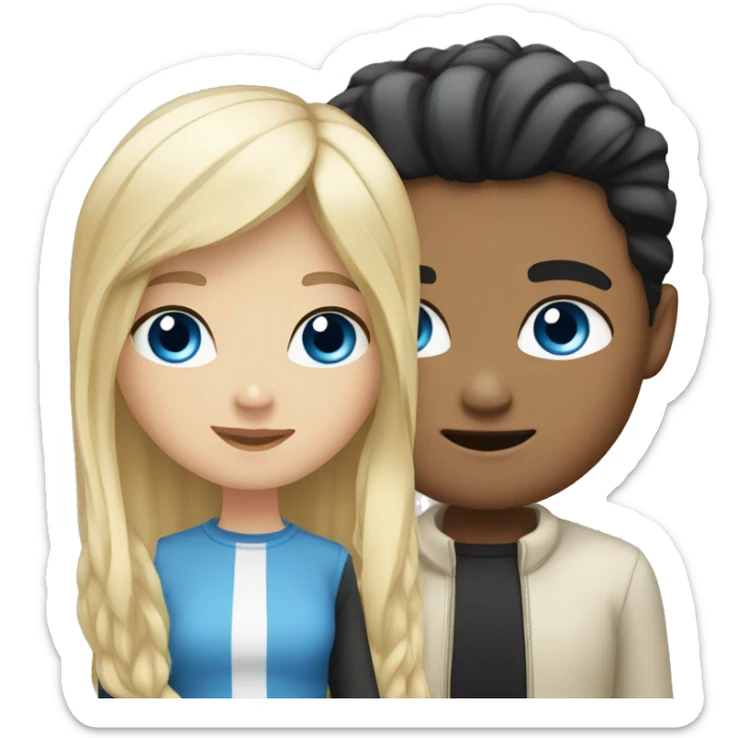 blonde hair and blue eyes girl next to black hair white boyfriend sticker