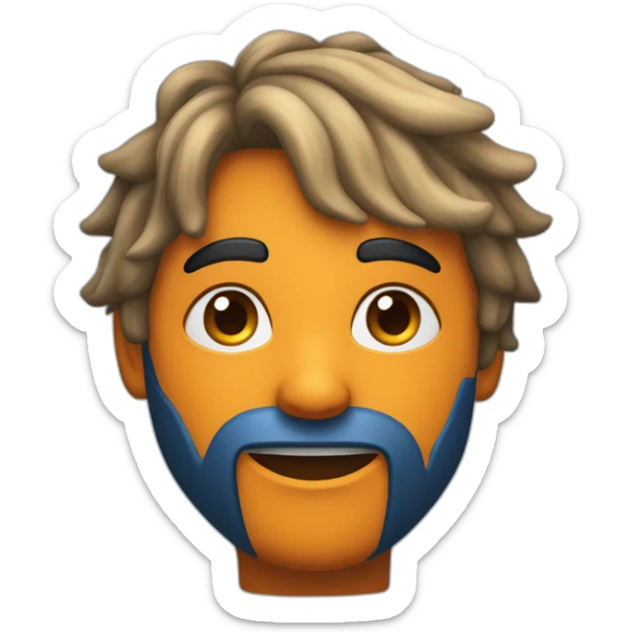 Un mec noir avec des cheveux de couleur bleu dégradé orange moutard sur le visage des symboles doré. Des cornes de bélier orange moutard sticker