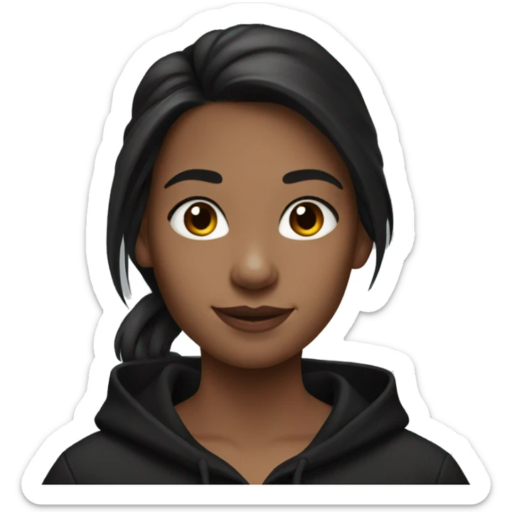 Girl with Dark brown hair and black hoodie and AirPods  sticker