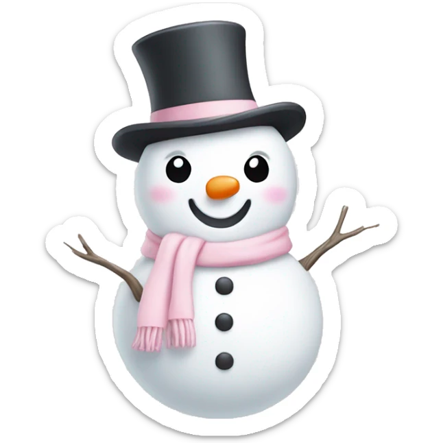 Cute white and light pink snowman sticker