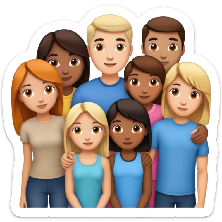 Group of 6 friends, 3 guys and 3 girls sticker