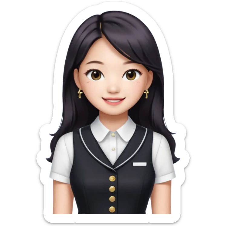 Jennie Kim from Blackpink, medium shot, wearing a stylish office dress sticker