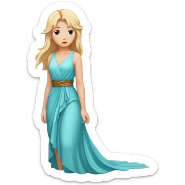 Blonde hair white girl in the mountains with a waterfall sticker