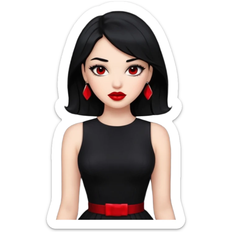“Emoji girl, femme fatale, black hair. megan fox vibes black dress sticker