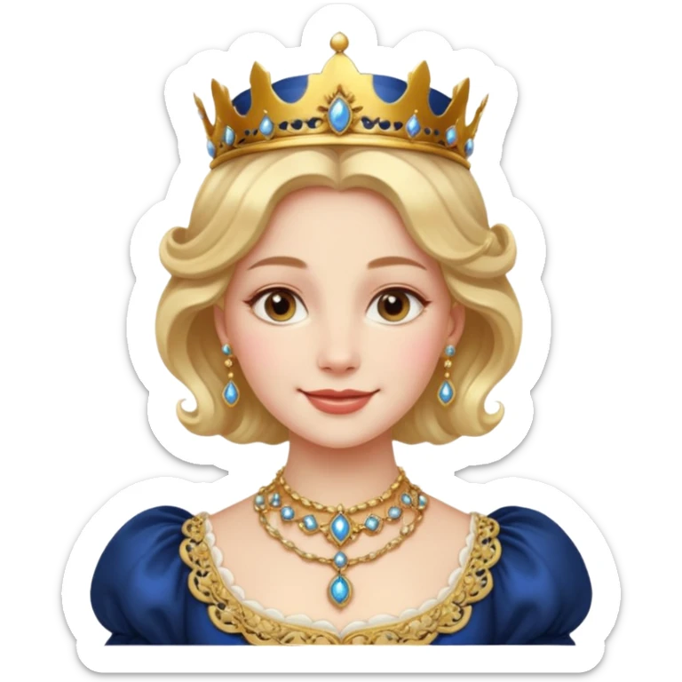 A younger Victorian queen with rosy cheeks, ornate jewelry, and gentle smile.
 sticker