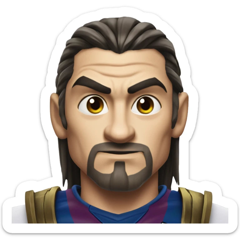 Warcraft soccer Zlatan in Marvel Avengers style, oil paint, mysterious eyes, intricate lips, masterpiece pose, odd perspective, beautiful, desirable, logical sticker