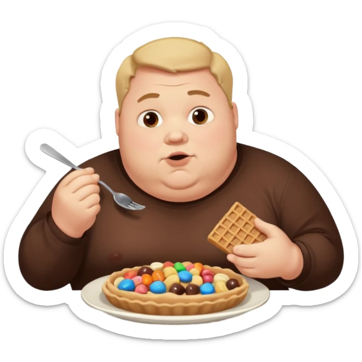 fatman who loves carbs and cholodae and candies sticker