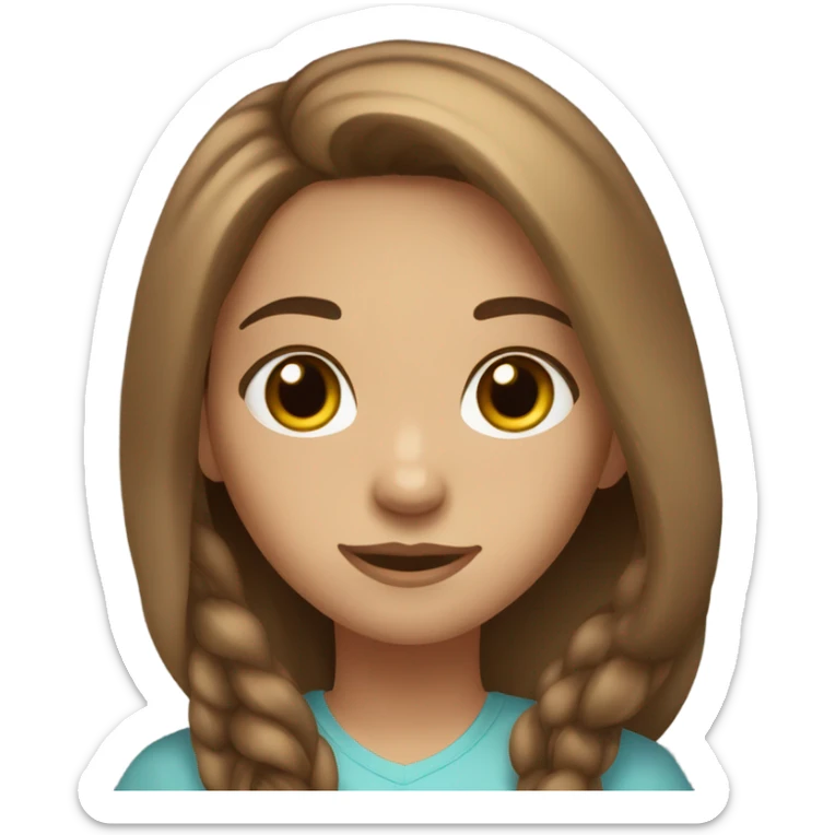 A girl with long brown hair, black eyes and long eyelashes, dark brown eyes sticker