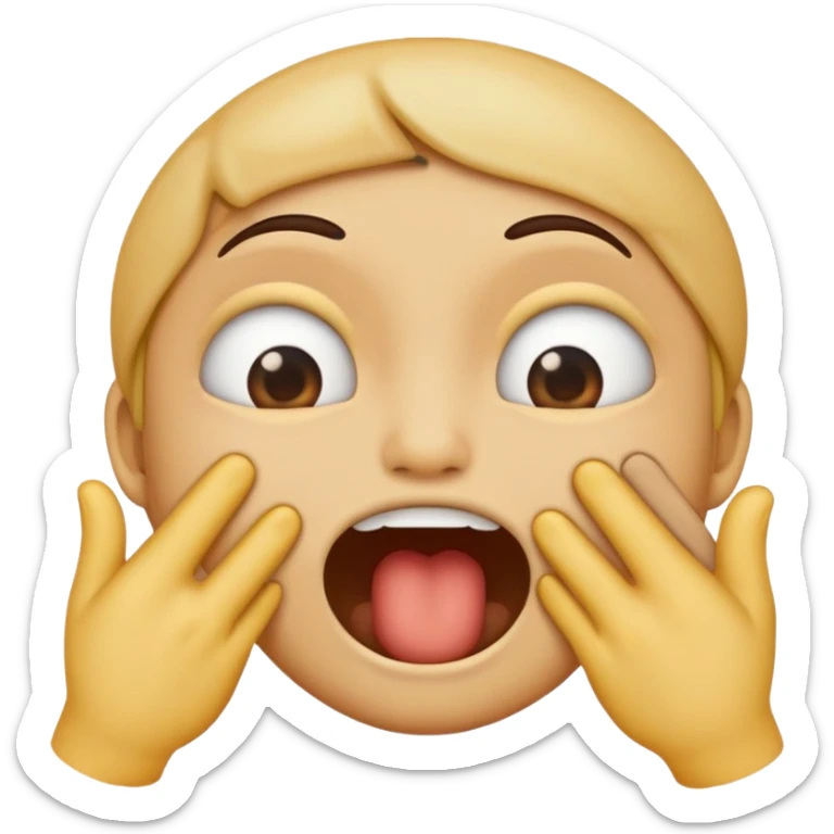 an emoji with “x” eyes and a straight line for a mouth choking itself with both hands sticker