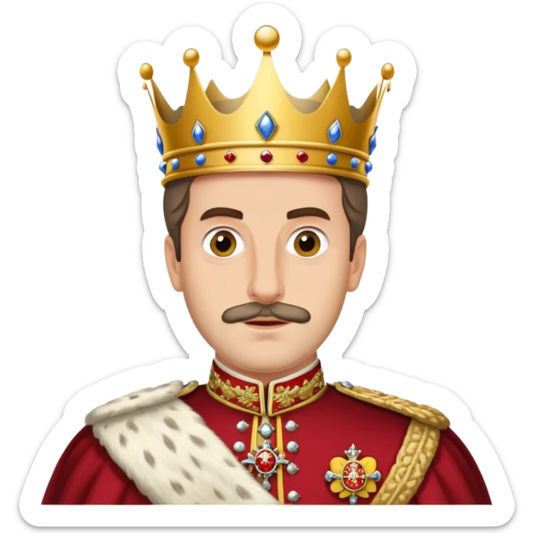 Carlos I of Spain, Habsburg king with crown and royal attire, prominent jaw sticker