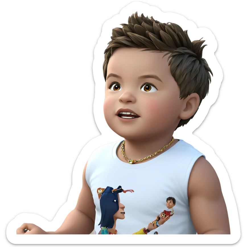 young boy with necklace sticker