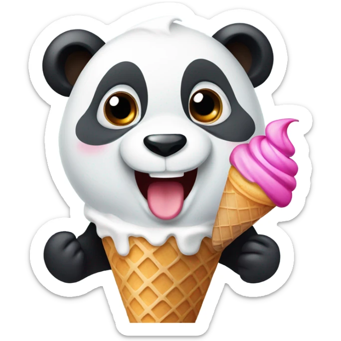 Panda eating ice cream sticker