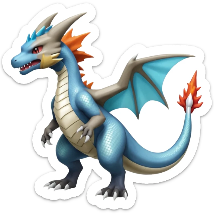 Shiny Silvally-Charizard-Marowak-Salamence-Croconaw-Latios-Fakémon-hybrid-creature (full body)  sticker