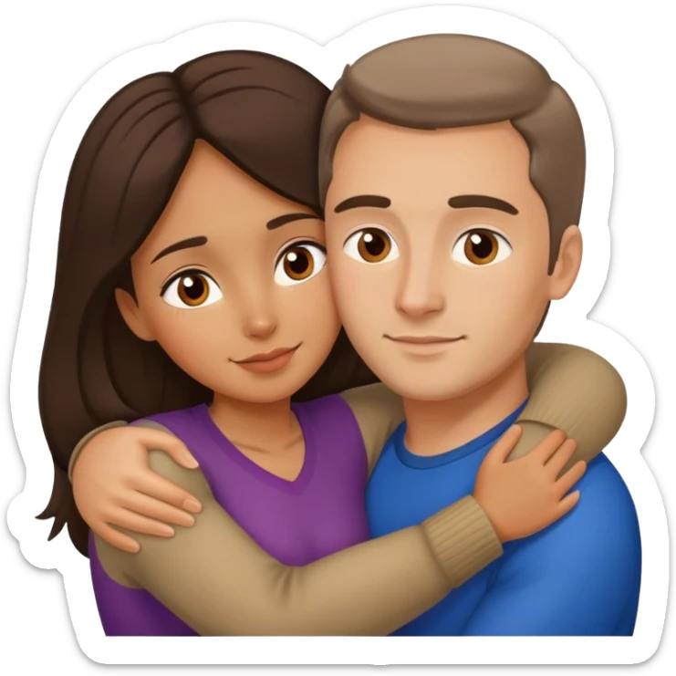 couple hug with warm Latina girl and russian man sticker