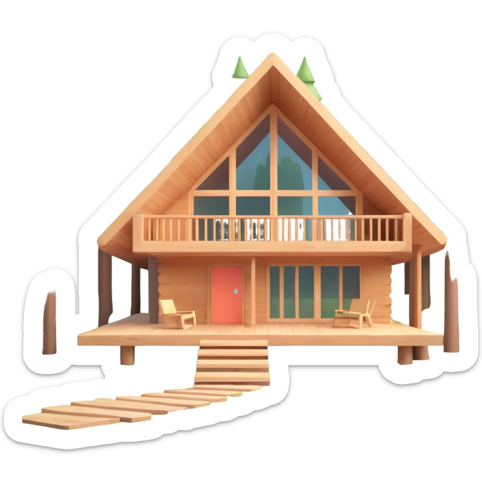 contemporary forest house with natural materials and integrated into woodland setting sticker