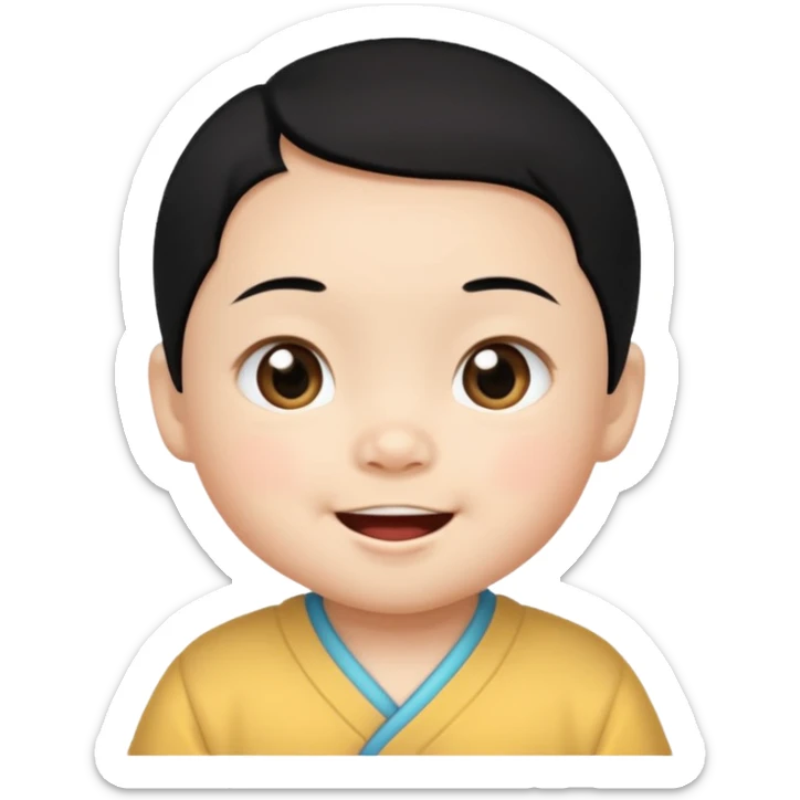 photorealistyc Chinese baby with black hair sticker