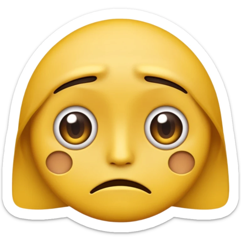darkened yellow emoji face with wide, sad eyes and a frown, Android Color Emoji style sticker