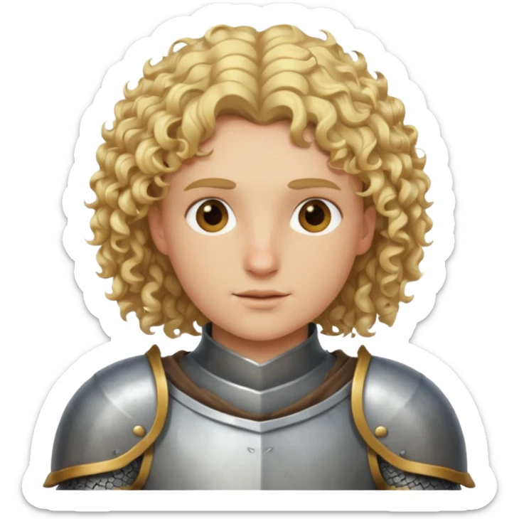 Knight with blonde hair and curly hair no mustache wearing armor sticker