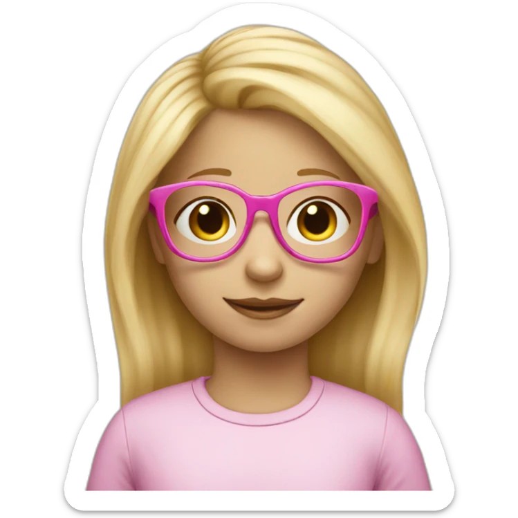 blond child girl with blond hair and pink glasses sticker