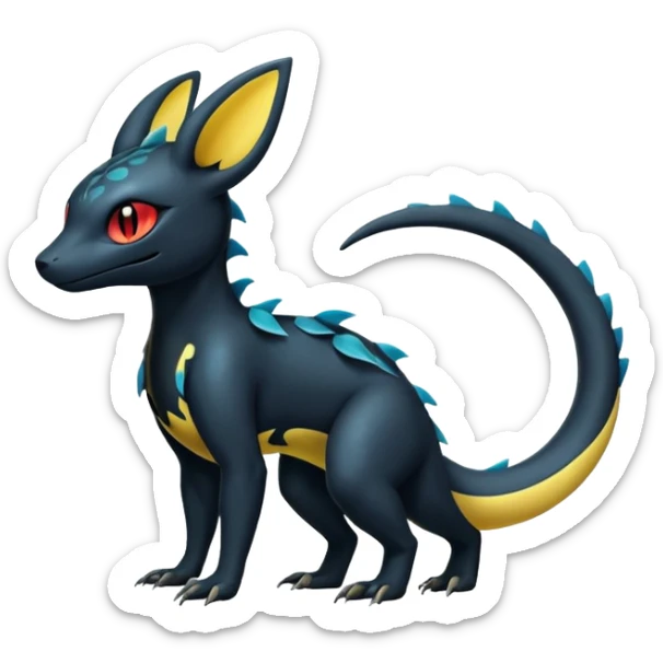 Shiny Salandit-Umbreon-Quilava-Fakémon-hybrid-creature (full body)  sticker