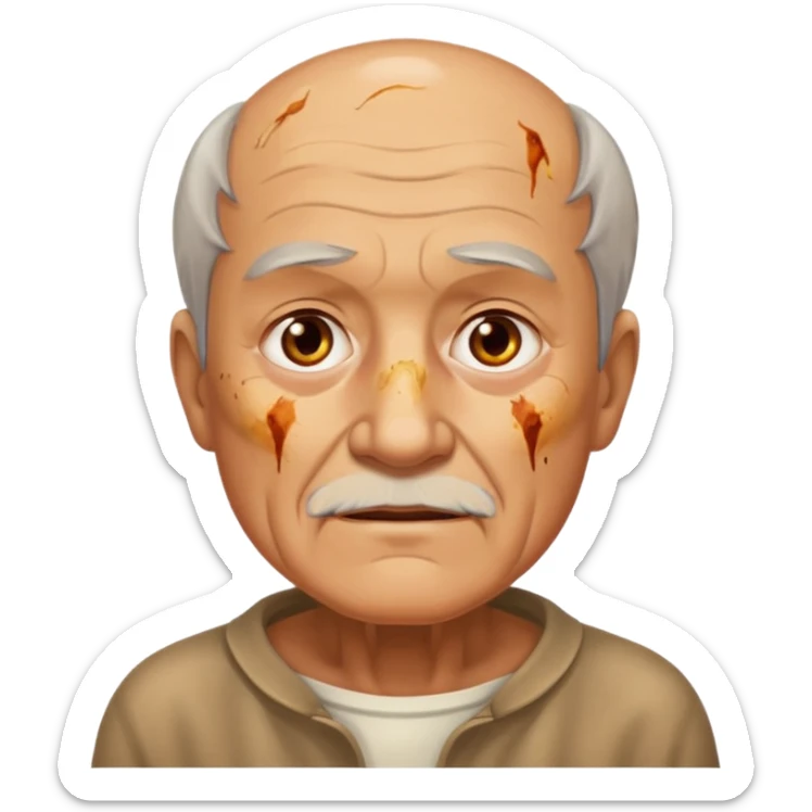 AN OLD MAN FULL OF BURNED MARKS BECAUSE OF COOKING OIL sticker