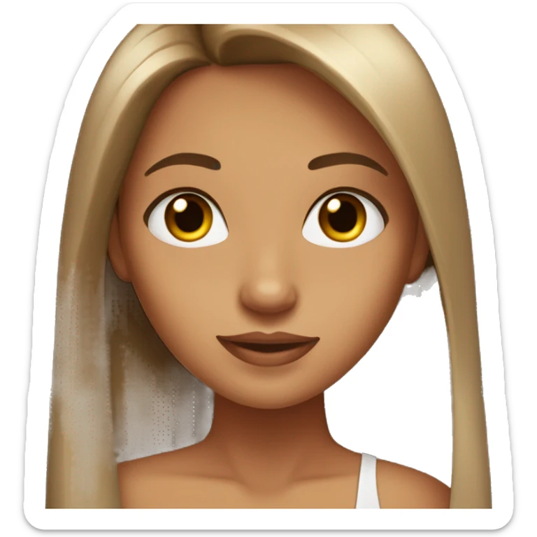 Tanned skin girl,brown long straight hair,brown eyes and long eyelashes  sticker