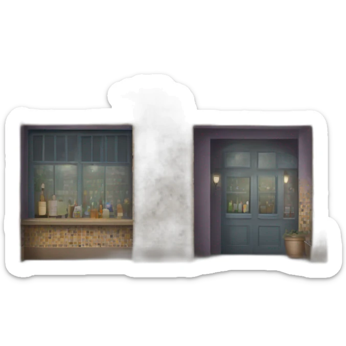 Exterior of a bar with a patchwork of tiles that spell out the words “The Mosaic” on the facade sticker