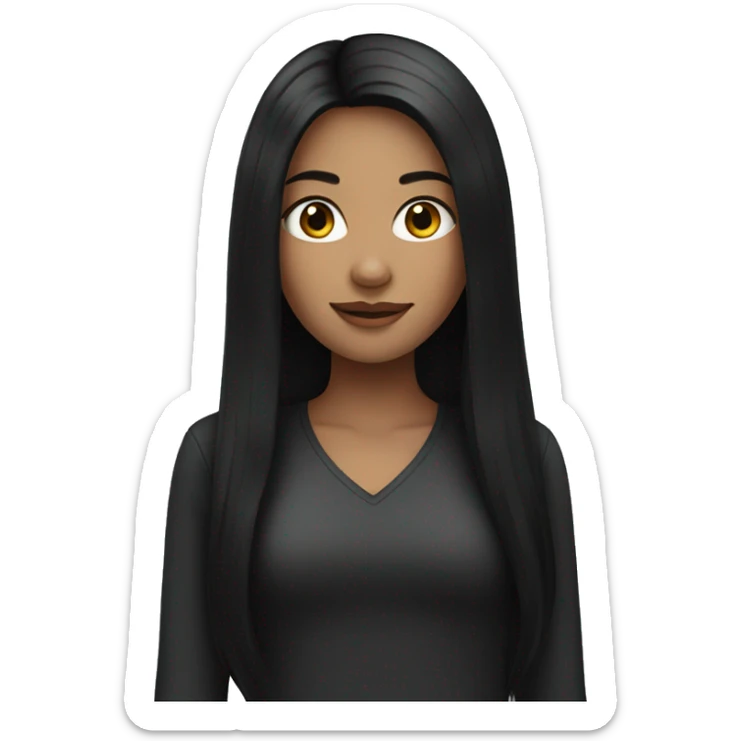 a girl with long black hair  sticker