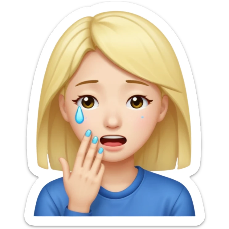 kpop fan girl crying happy tears to her bias  sticker