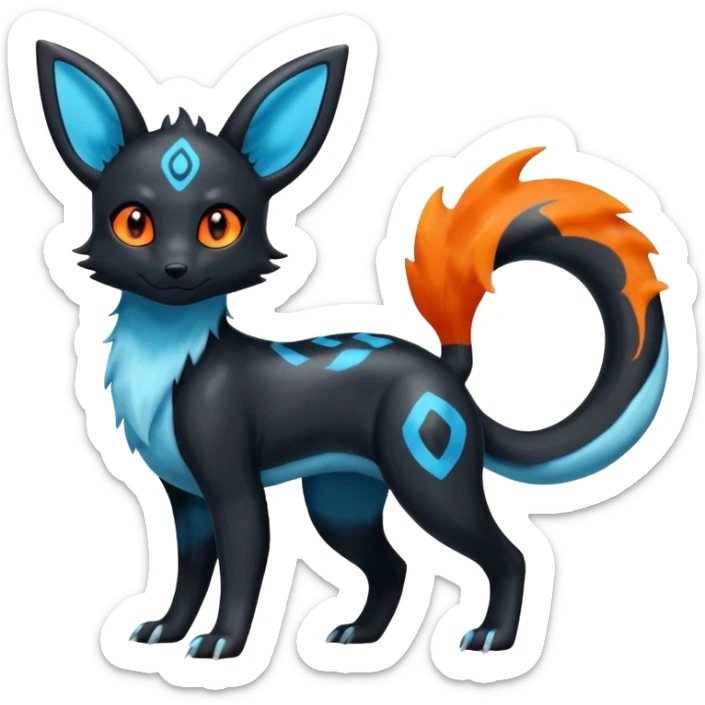 Shiny Umbreon-Amaura-Salandit-Fakémon-fusion (full body) sticker