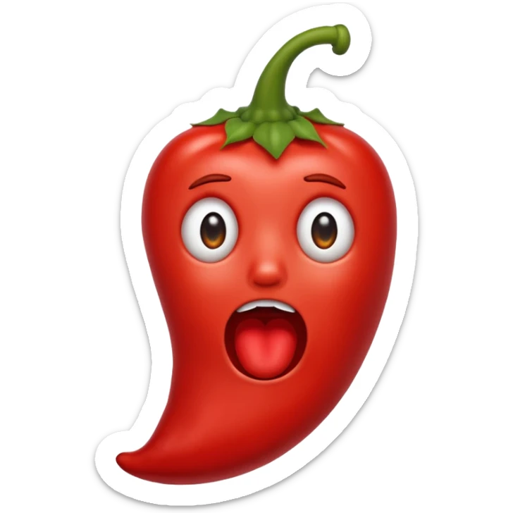 un piment qui pleure, yeux brillants, bouche tremblante sticker