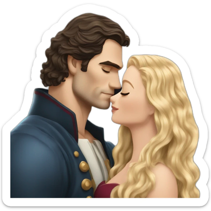 Henry Cavill kissing blond woman with very very long wavy hair sticker