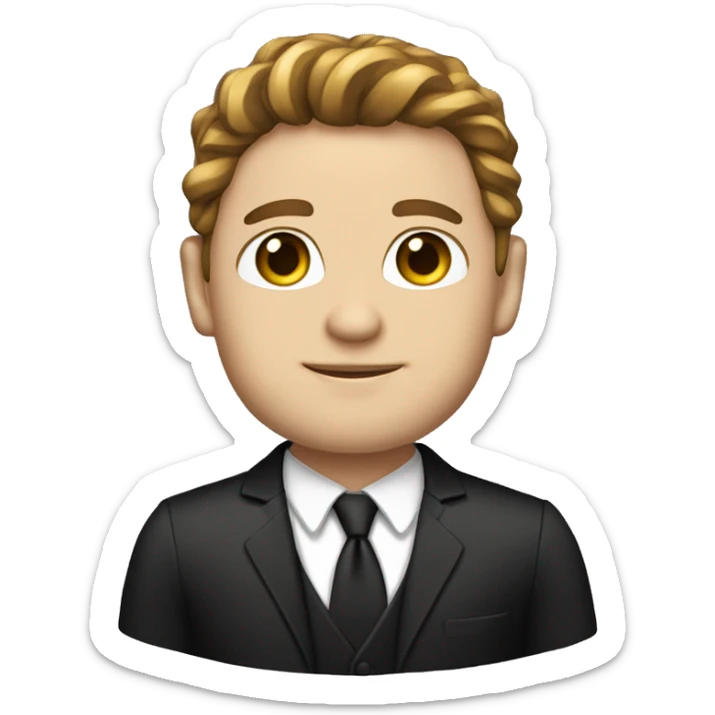 Man with black suit gold chain brown hair hazel green eyes white skin  sticker