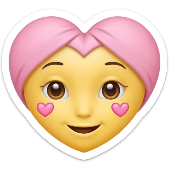 cute emoji, heart eyes, playful grin, pastel pink and yellow, no background sticker