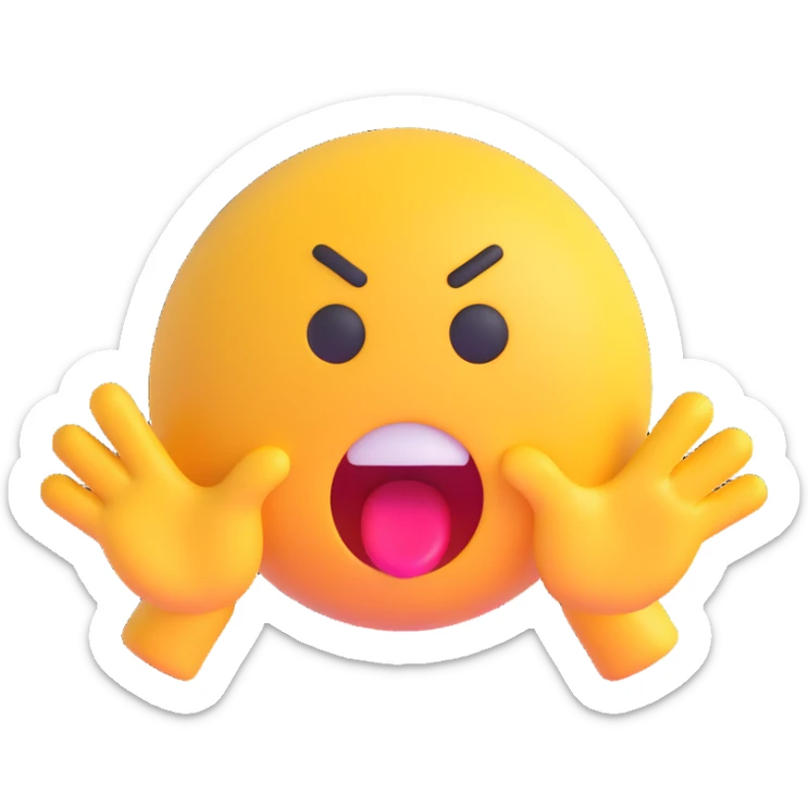 cartoon sticker of a shocked and surprised emoji with open mouth, colorful and cheerful, no text, suitable for WhatsApp and Instagram sticker