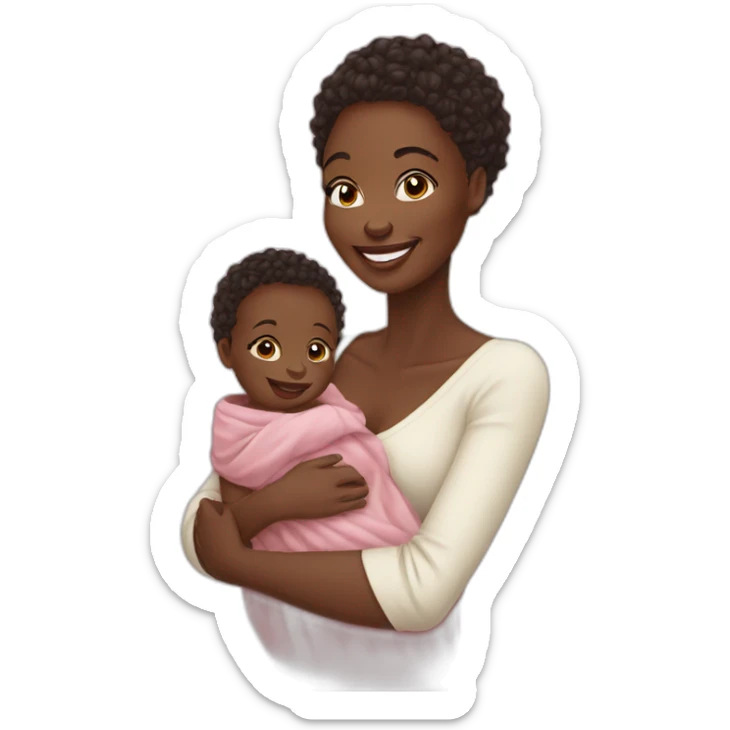 beautiful African women and newborn baby smiling sticker
