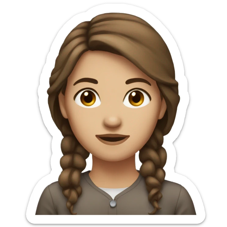 woman brown hair large, brown eyes sticker
